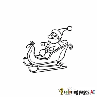Baby boy and santa in sleigh