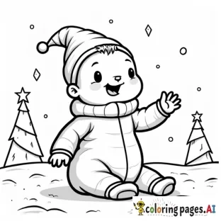 Baby boy birthday bash in snowy landscape