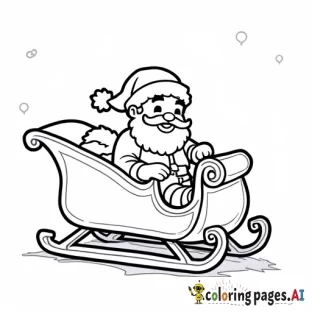 Baby boy helping santa in sleigh