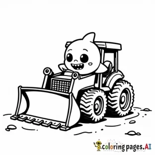 baby shark driving bulldozer