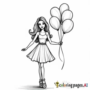 Barbie holding balloons saying get well soon