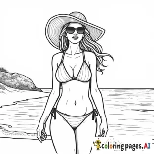 black on the beach in 2 piece bikini curvy