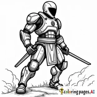 black power armor made of nano-machines that looks like a ninja