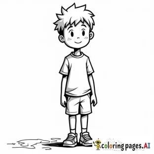 Boy facing forward with a map of the world behind him