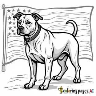 bull dog with usmc on it,  an  eagle globe and anchor marine corp emblem flag in background