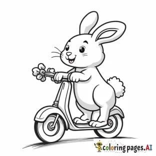 bunny on a scooter, eating a celery