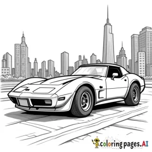 c5 corvette with city background