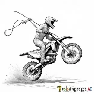Can you make me a coloring page of a dirtbike throwing a whip