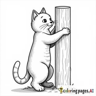Cat climbing a scratching post