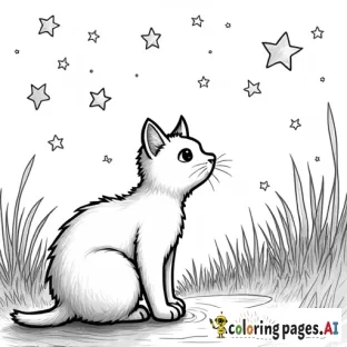 cat looking at the stars