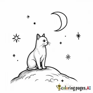 cat sitting on the moon