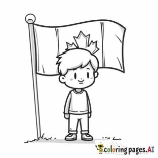 child in front of a Canada flag