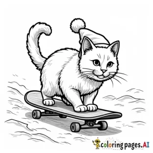 Christmas cats riding skateboards