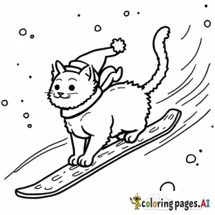 Christmas cats riding snowboards