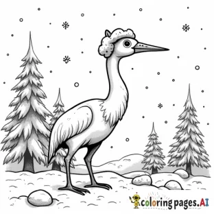 Christmas, Crane, Snow