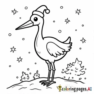 Christmas, Crane, Snow