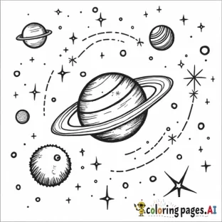 Coloring book for children about space and the planets of the Milky Way