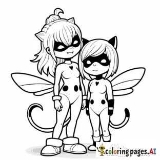 Coloring page Ladybug & Cat Noir