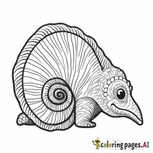 Colouring black and white ammonite for kids