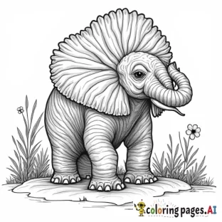 Colouring black and white ammonite for kids