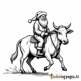 country santa riding a cow