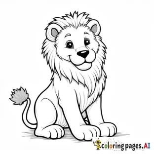 Crea un disegno in bianco e nero di un animale carino (es. leone) per un libro da colorare per bambini. Linee semplici, nessuno sfondo, senza ombreggiature, pronto per la stampa in formato 7.5x11 pollici - Free Printable Coloring Page