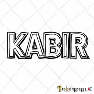 create a coloring page that says "KABIR" football theme