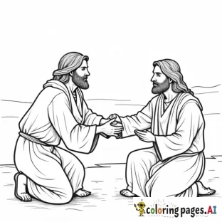 create a coloring picture for preschoolers of jesus healing the the 10 sick men