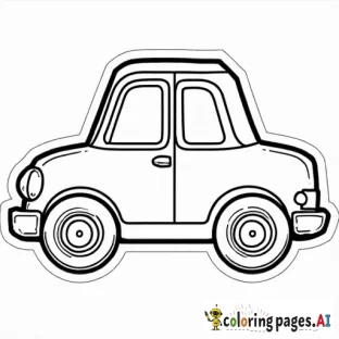 "Create a fun, simple cut-and-paste activity for a 3-year-old to build a car. The sheet should include several large, easy-to-cut-out pieces that, when assembled, form a complete car. The pieces should be labeled clearly (e.g., wheels, body, windows, headlights) and should be drawn in bold, thick lines for easy coloring and cutting. The car should be cartoonish and colorful, with oversized features to keep the design friendly and engaging for young children. Include a simple outline of how the pieces fit together, showing the body of the car, the four wheels, windows, and basic details like headlights or a smiley face on the front of the car to make it playful. The background should be minimal, allowing the focus to stay on the car-building activity."