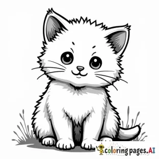 Create a kawaii-style coloring page of kittens in different poses.