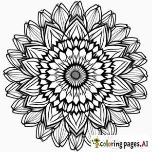 Create a page in an adult coloring book mandala using only simple black-and-white realistic line drawings. There should be no gray areas or people.