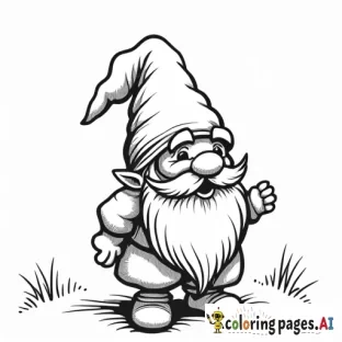 create a simplistic coloring page of a gnome