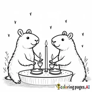 cute capybaras having a candlelit dinner date