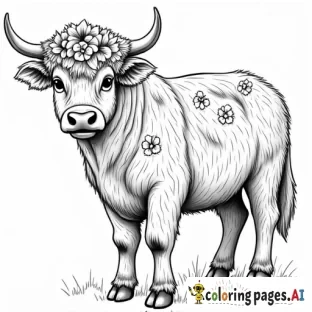 cute floral highland cow