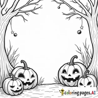 cute Halloween decorations outline only, no color