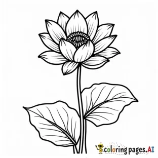 Cute lotus , Coloring Page, black and white, line art, white background, Simplicity, Ample White Space. The background of the coloring page is plain white to make it easy for young children to color within the lines. The outlines of all the subjects are easy to distinguish, making it simple for kids to color without too much difficulty