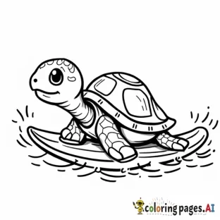cute turtle surfing