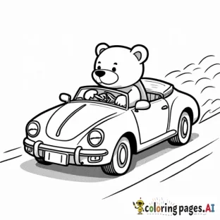 detailed bear driving a car