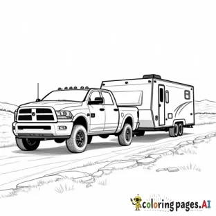 Dodge ram pulling a camping trailer'