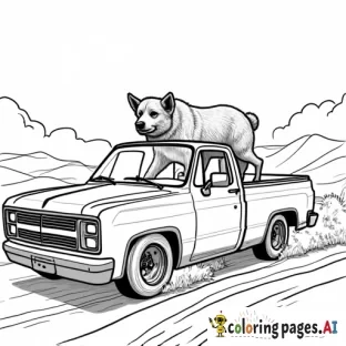 Dog driving a dodge ram