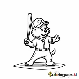 Dog playing baseball