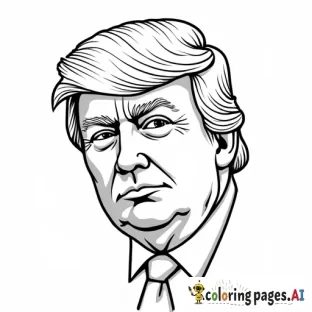 donald trump as a realistic molar tooth, coloring book page, black and white, realistic