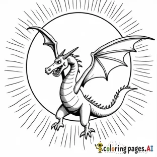 dragon flying through a sun