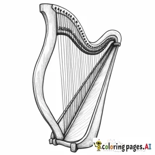 draw a harp adult coloring page black and white