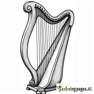 draw a harp adult coloring page black and white- more detail and squres to fill