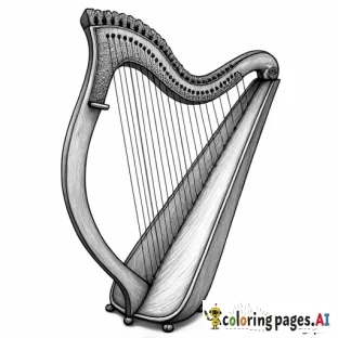 draw a harp adult detailcoloring page black and white- more detail and squres to fill