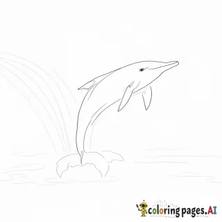 dolphin jumping out of the water with rainbows behind it
