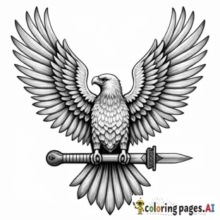 eagle with a wolf and a compass and anker and a dagger knife and brass knuckles
