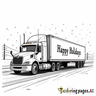 eighteen wheeler truck that says happy holidays