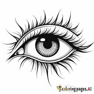 ELEGANT FEMININE EYE OF HORUS SYMBOL  , Coloring Page, black and white, line art, white background, Simplicity, Ample White Space. The background of the coloring page is plain white to make it easy for young children to color within the lines. The outlines of all the subjects are easy to distinguish, making it simple for kids to color without too much difficulty